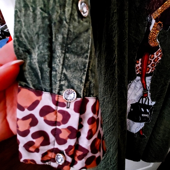 Acid-Wash Olive green swing jacket/dress - Picture 12 of 16